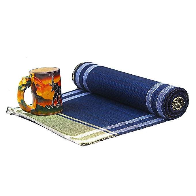 Main African Handcrafted Raffia Leaves Placemats and Table Runner image