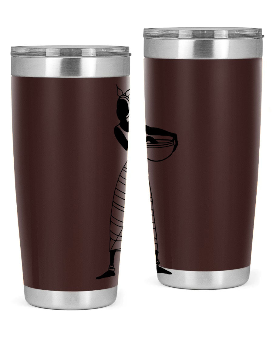 Africanlady 87# Tumbler in 20oz and 30oz sizes, showcasing double wall vacuum stainless steel design with a stylish lid.