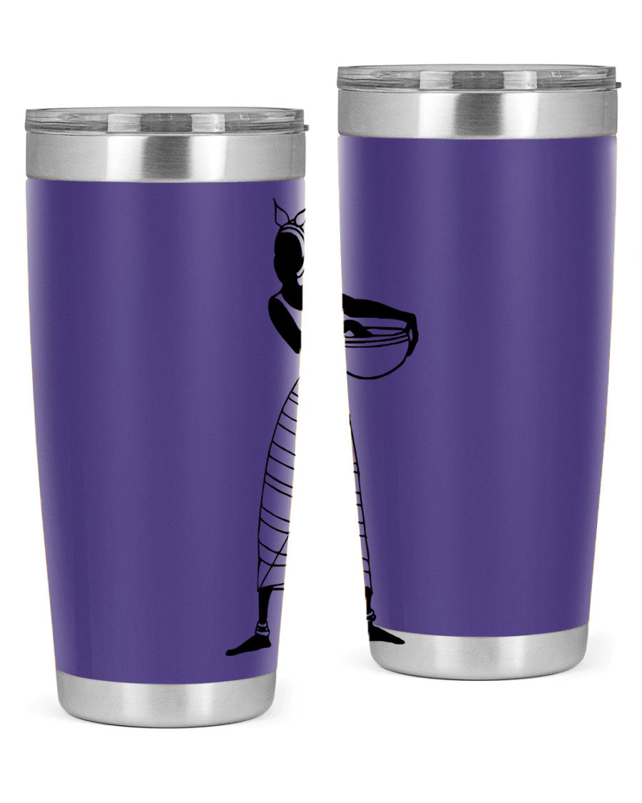 Africanlady 87# Tumbler in 20oz and 30oz sizes, showcasing double wall vacuum stainless steel design with a stylish lid.