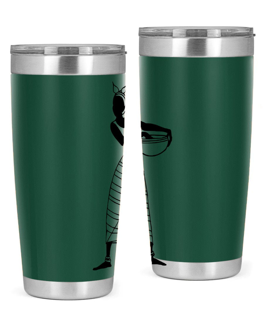 Africanlady 87# Tumbler in 20oz and 30oz sizes, showcasing double wall vacuum stainless steel design with a stylish lid.