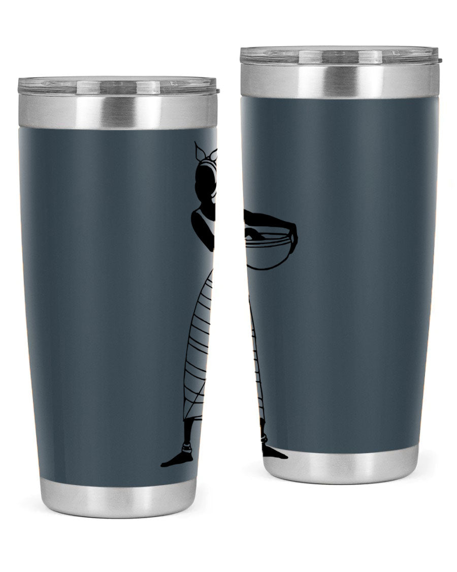 Africanlady 87# Tumbler in 20oz and 30oz sizes, showcasing double wall vacuum stainless steel design with a stylish lid.