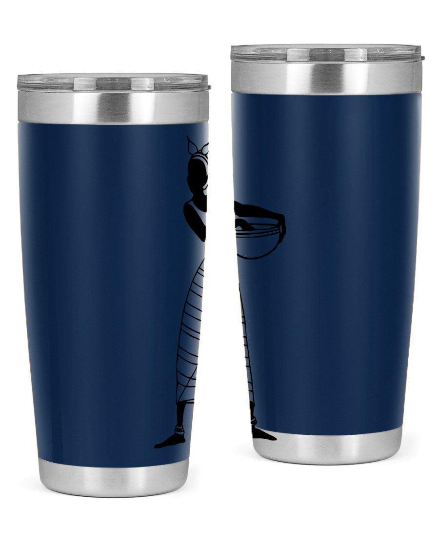 Africanlady 87# Tumbler in 20oz and 30oz sizes, showcasing double wall vacuum stainless steel design with a stylish lid.