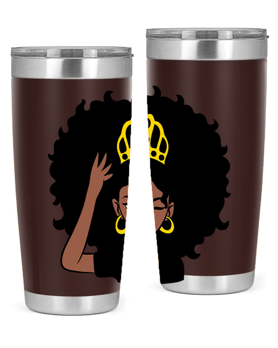 Afro Queen Crown 72# Tumbler showcasing its stylish design and stainless steel construction, perfect for women and girls.
