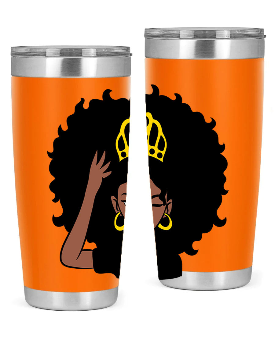 Afro Queen Crown 72# Tumbler showcasing its stylish design and stainless steel construction, perfect for women and girls.