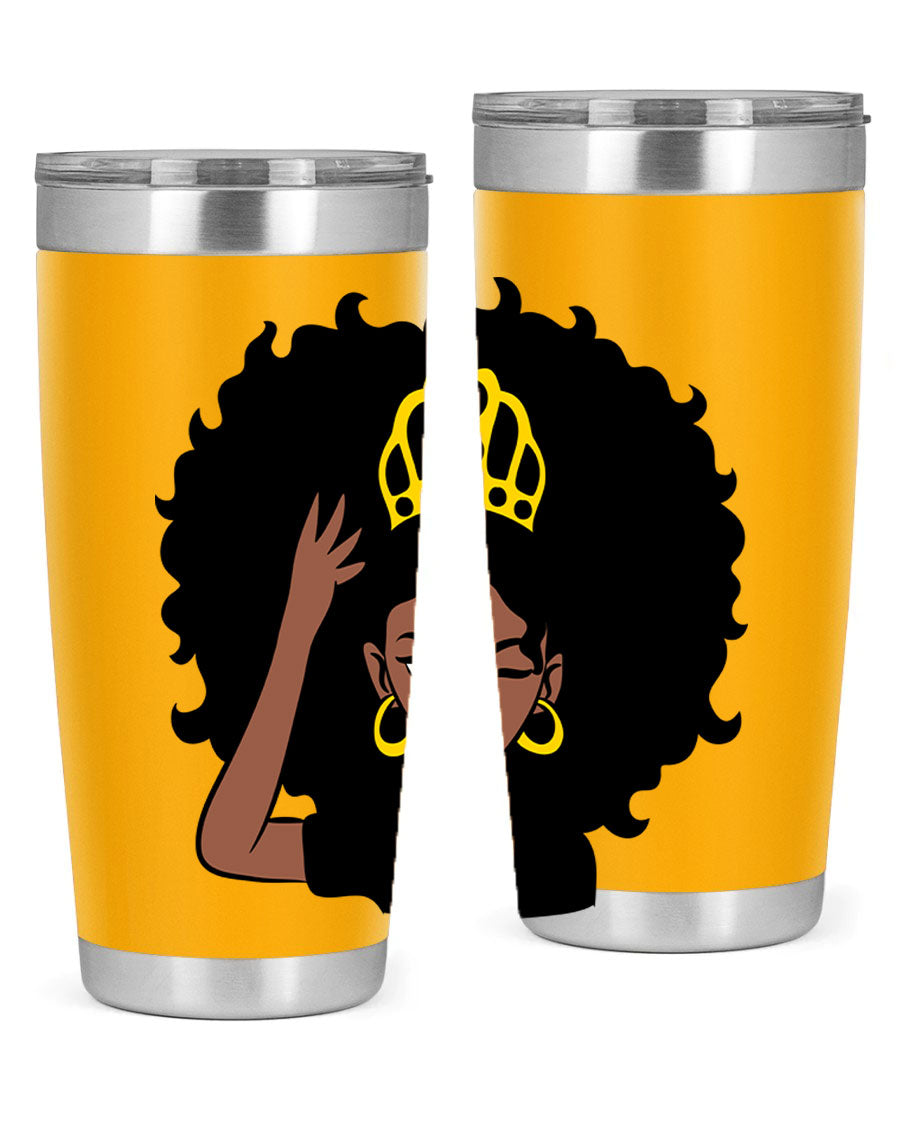 Afro Queen Crown 72# Tumbler showcasing its stylish design and stainless steel construction, perfect for women and girls.