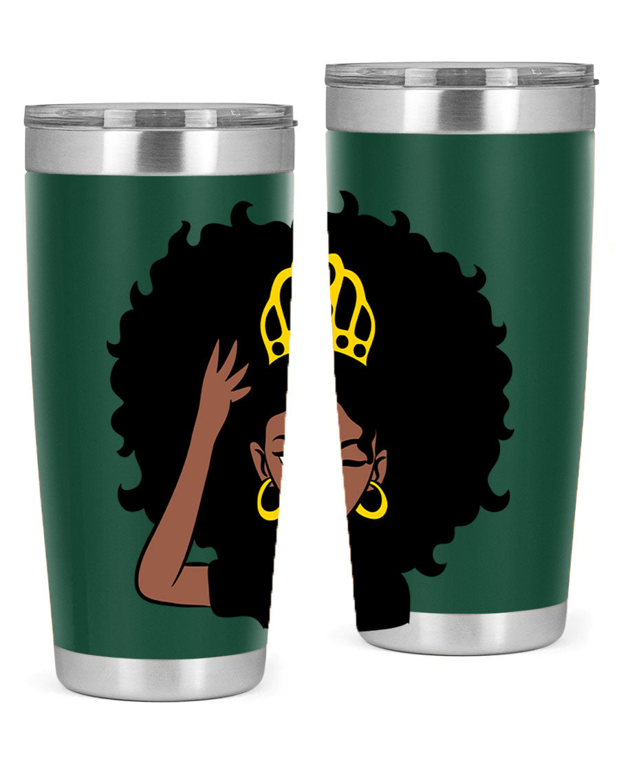 Afro Queen Crown 72# Tumbler showcasing its stylish design and stainless steel construction, perfect for women and girls.