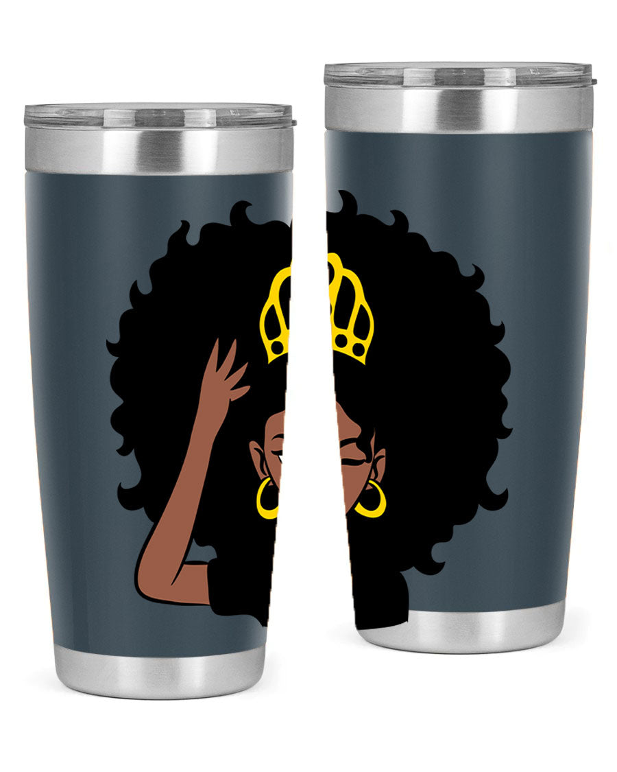 Afro Queen Crown 72# Tumbler showcasing its stylish design and stainless steel construction, perfect for women and girls.