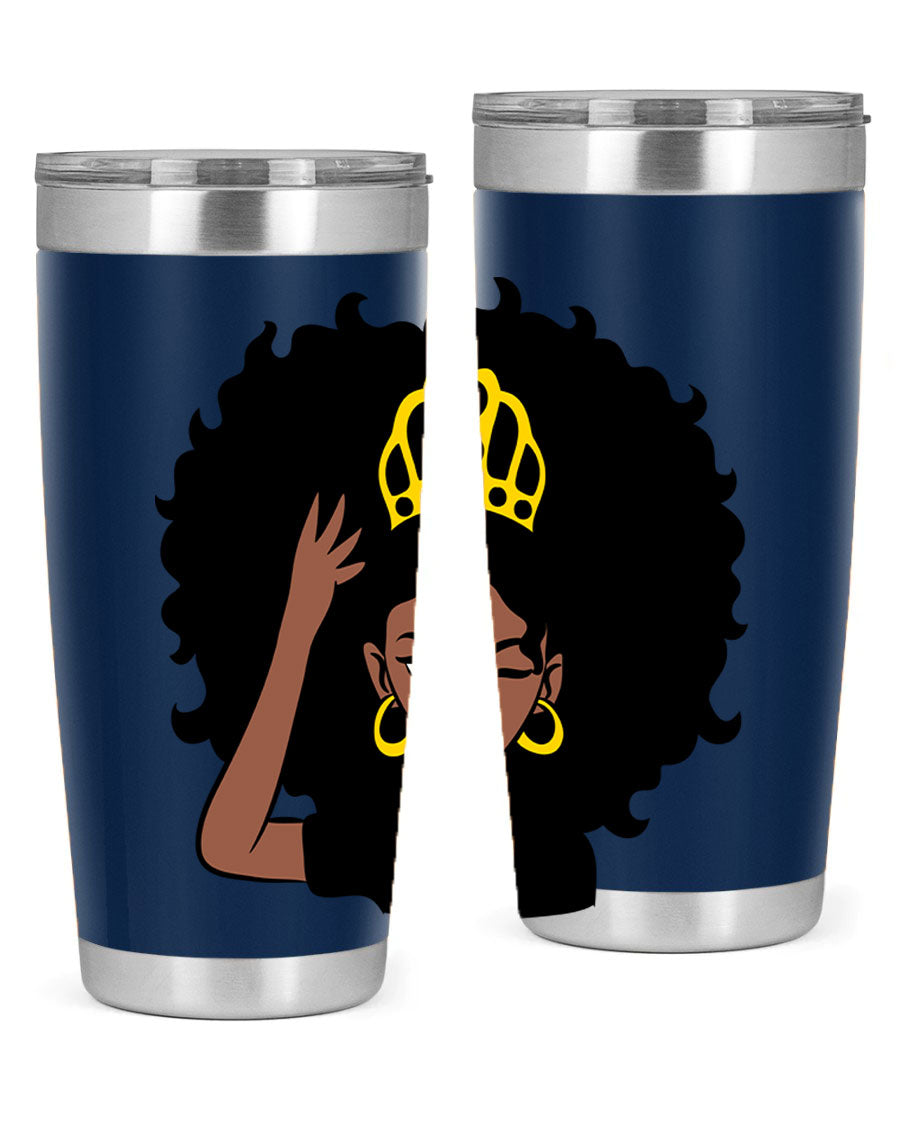 Afro Queen Crown 72# Tumbler showcasing its stylish design and stainless steel construction, perfect for women and girls.