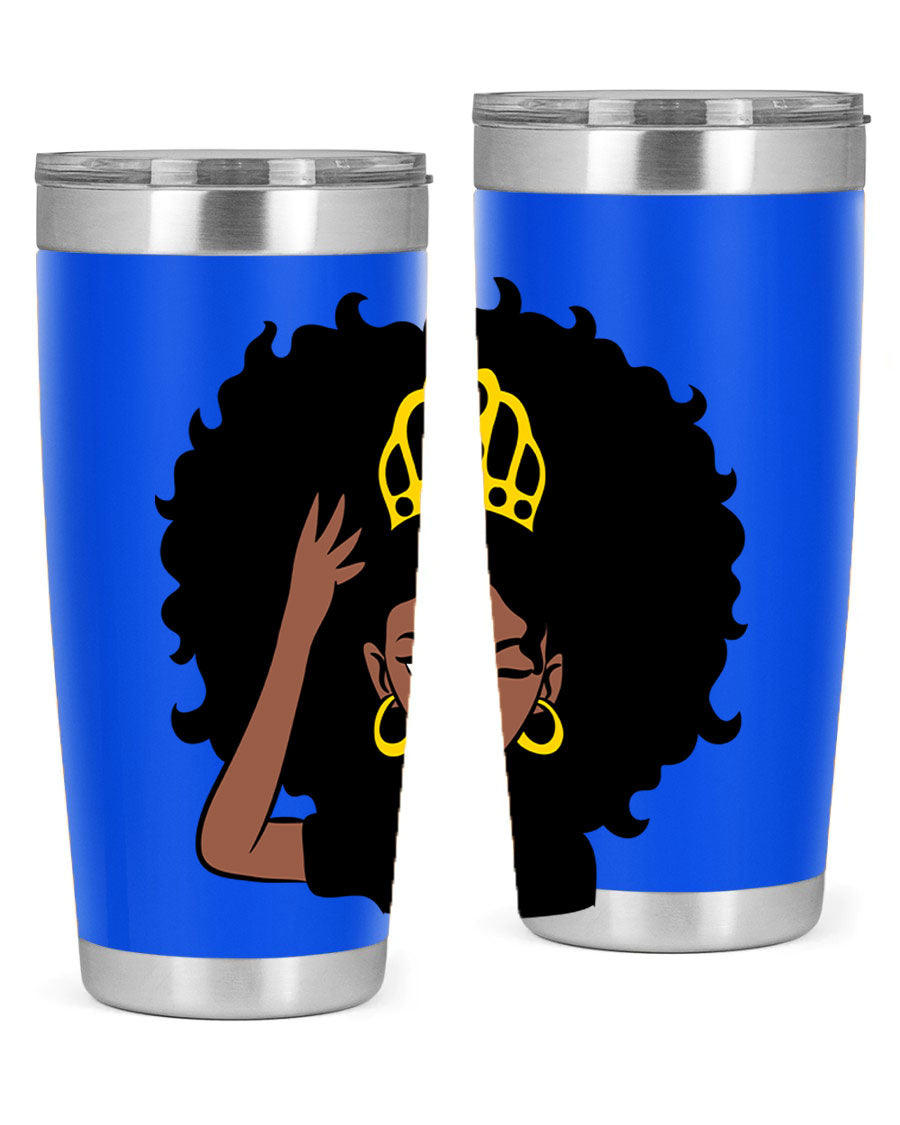 Afro Queen Crown 72# Tumbler showcasing its stylish design and stainless steel construction, perfect for women and girls.