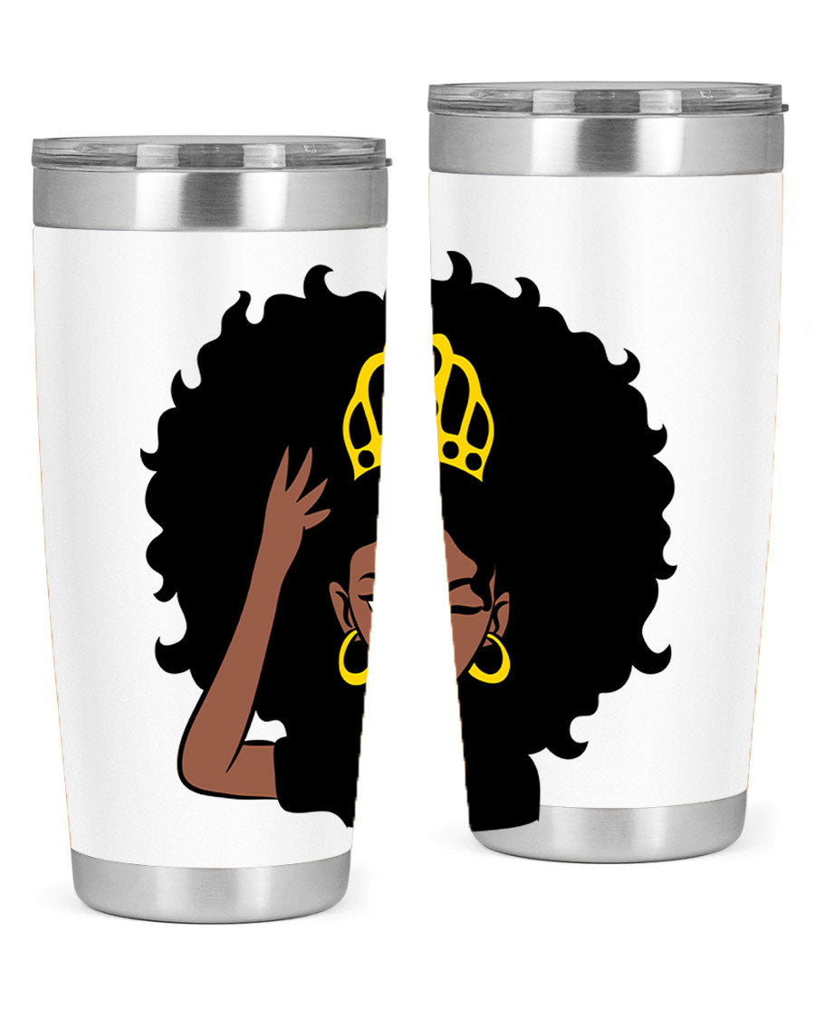 Afro Queen Crown 72# Tumbler showcasing its stylish design and stainless steel construction, perfect for women and girls.