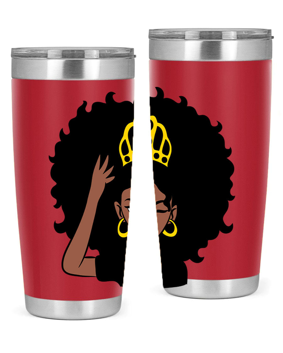 Afro Queen Crown 72# Tumbler showcasing its stylish design and stainless steel construction, perfect for women and girls.