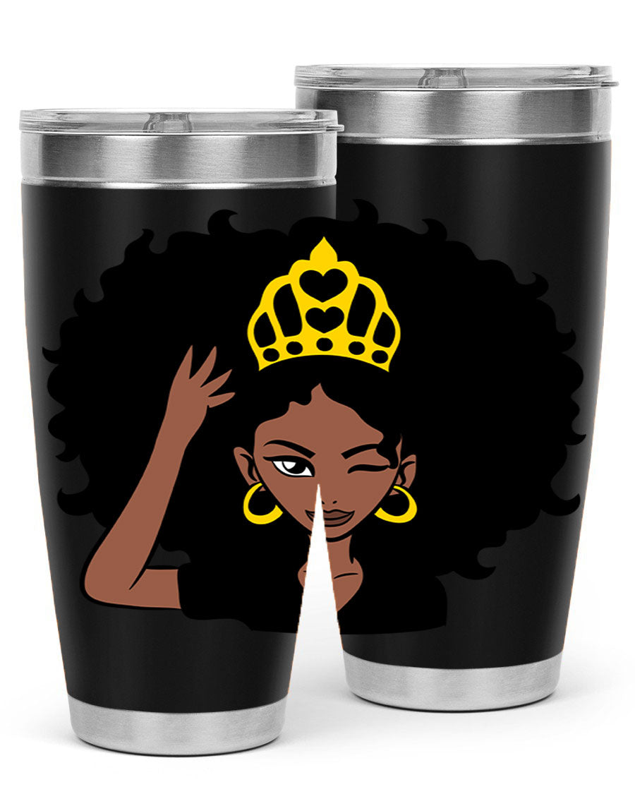 Afro Queen Crown 72# Tumbler showcasing its stylish design and stainless steel construction, perfect for women and girls.