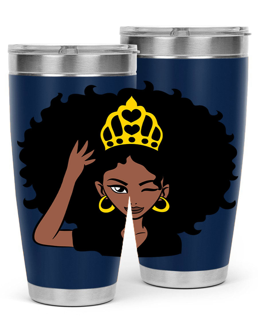 Afro Queen Crown 72# Tumbler showcasing its stylish design and stainless steel construction, perfect for women and girls.