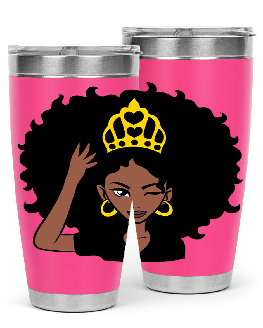 Afro Queen Crown 72# Tumbler showcasing its stylish design and stainless steel construction, perfect for women and girls.