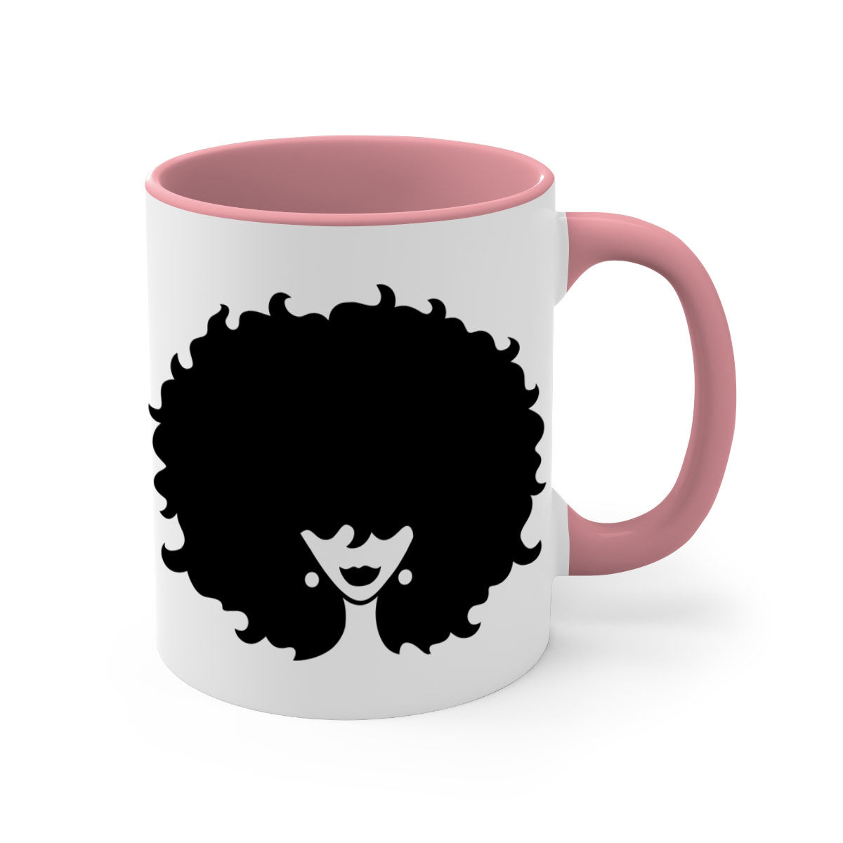 Afro Woman 69# Mug featuring a vibrant design with a glossy finish, available in multiple colors and sizes.