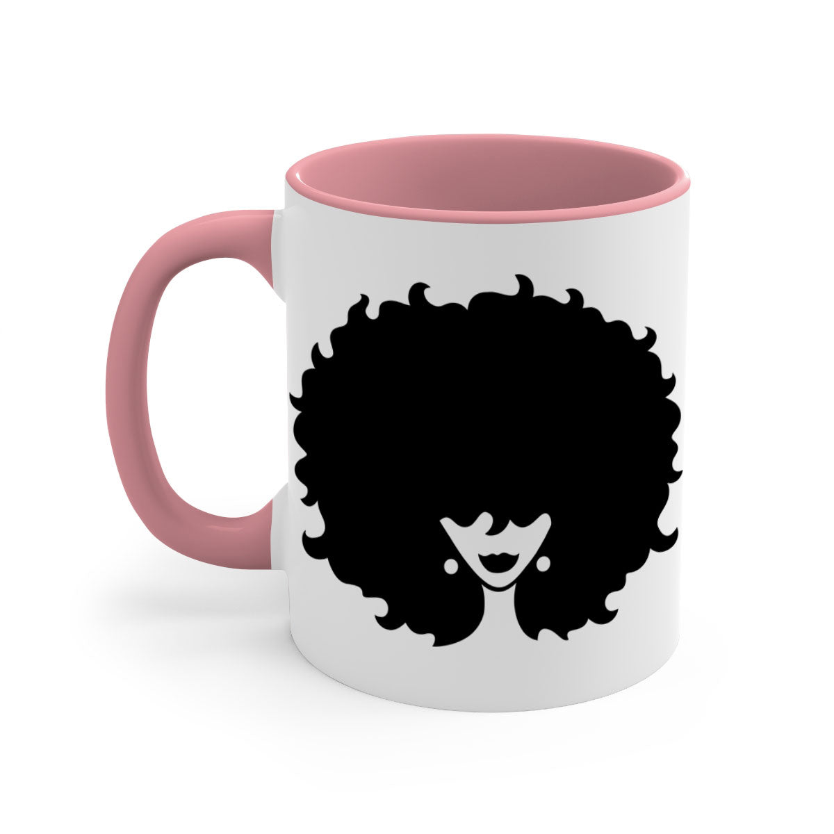 Afro Woman 69# Mug featuring a vibrant design with a glossy finish, available in multiple colors and sizes.