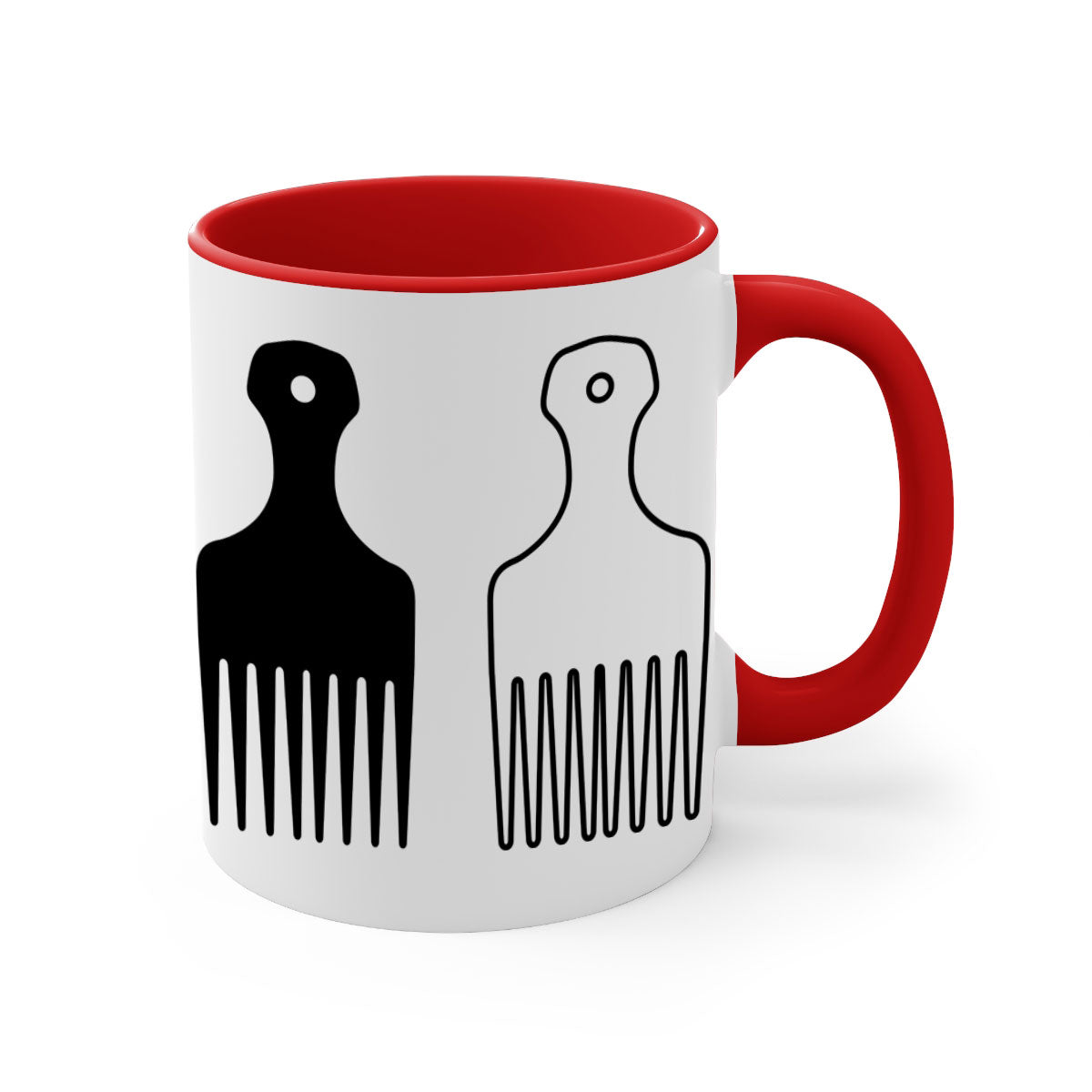 Afrohairpick 273# Mug featuring a two-tone design with a colored handle and glossy finish, available in multiple colors.