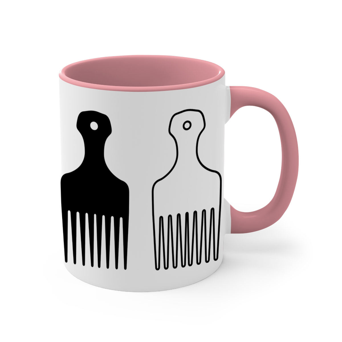 Afrohairpick 273# Mug featuring a two-tone design with a colored handle and glossy finish, available in multiple colors.
