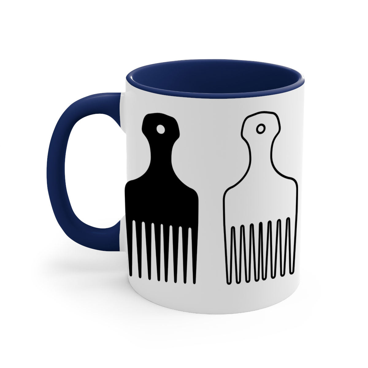 Afrohairpick 273# Mug featuring a two-tone design with a colored handle and glossy finish, available in multiple colors.