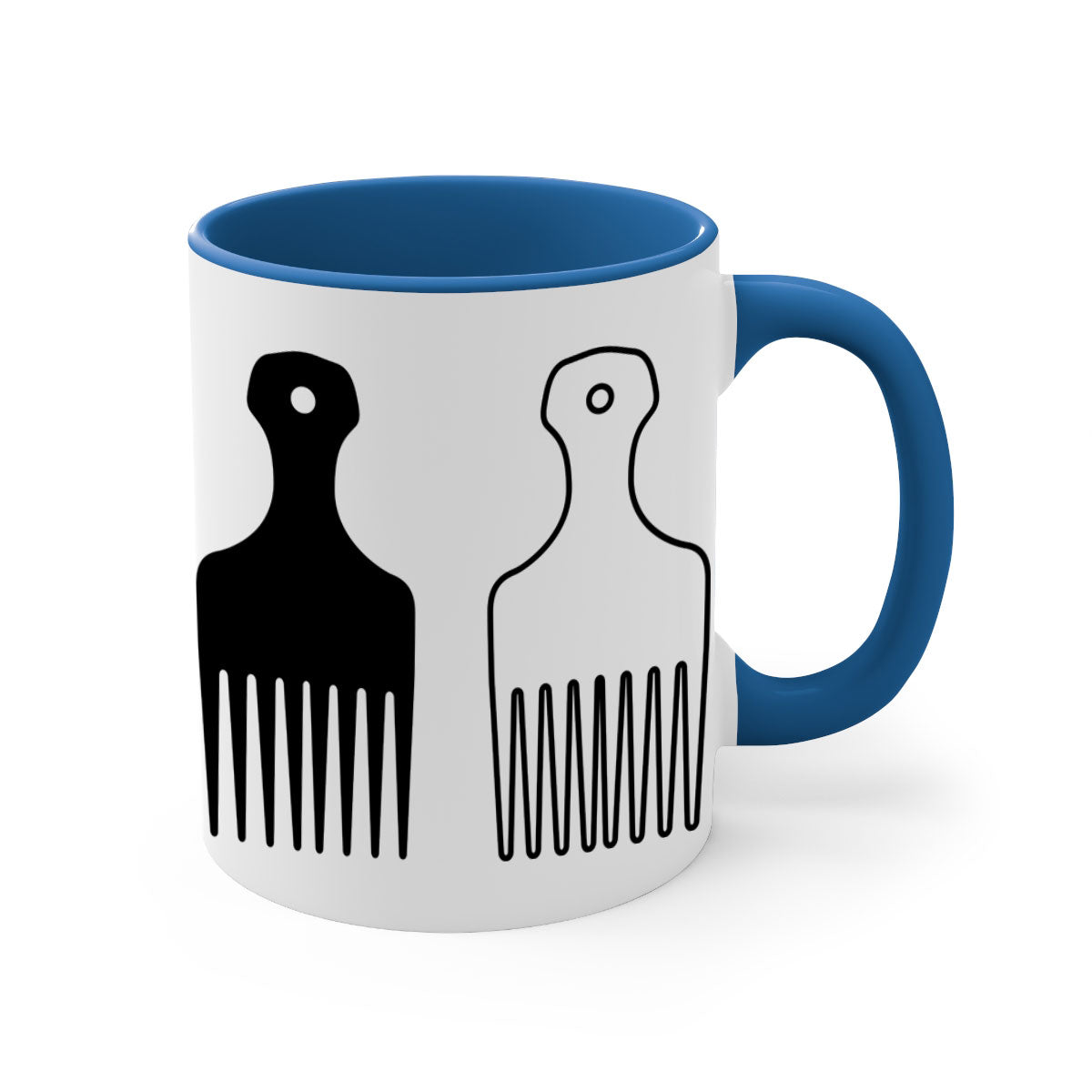 Afrohairpick 273# Mug featuring a two-tone design with a colored handle and glossy finish, available in multiple colors.