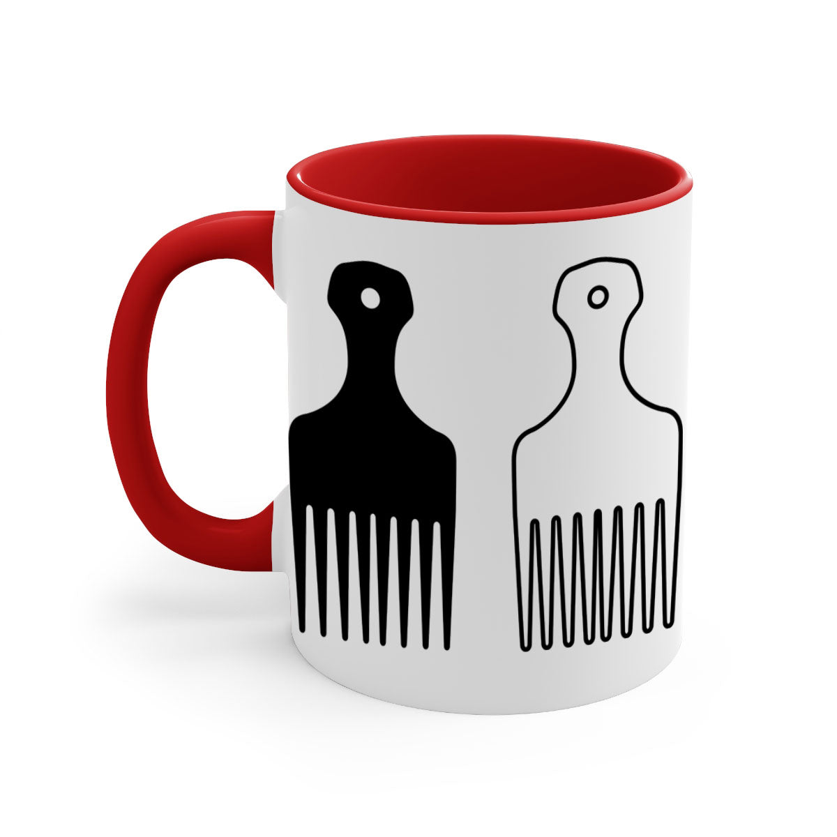 Afrohairpick 273# Mug featuring a two-tone design with a colored handle and glossy finish, available in multiple colors.