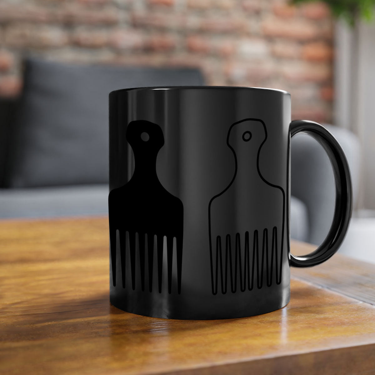 Afrohairpick 273# Mug featuring a two-tone design with a colored handle and glossy finish, available in multiple colors.