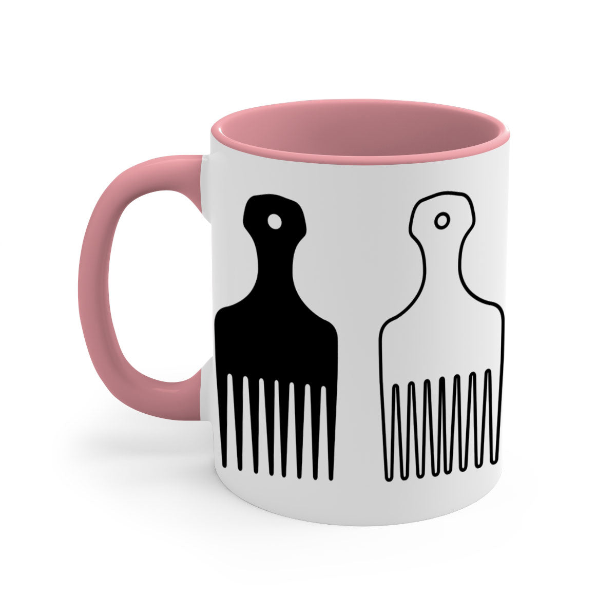 Afrohairpick 273# Mug featuring a two-tone design with a colored handle and glossy finish, available in multiple colors.