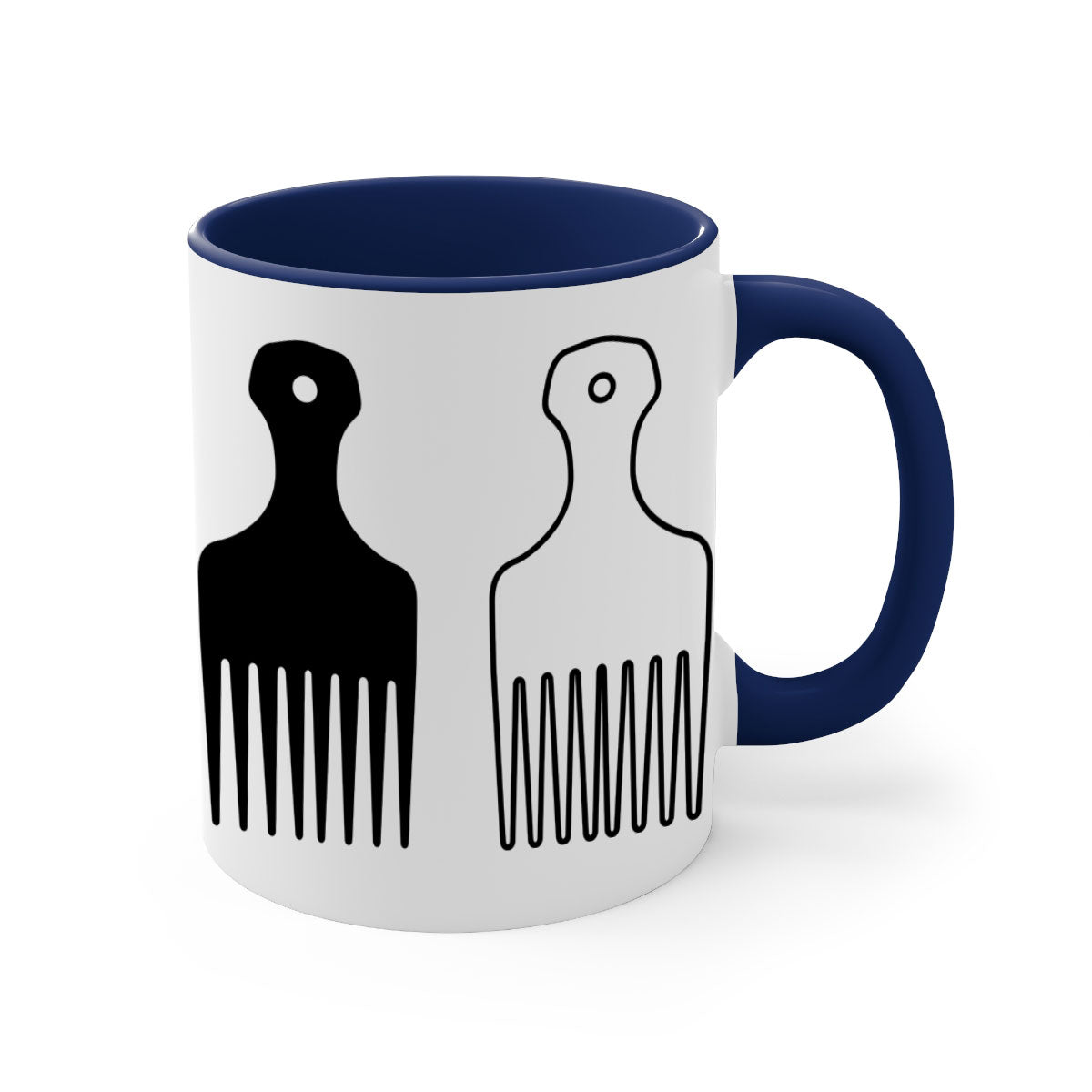 Afrohairpick 273# Mug featuring a two-tone design with a colored handle and glossy finish, available in multiple colors.