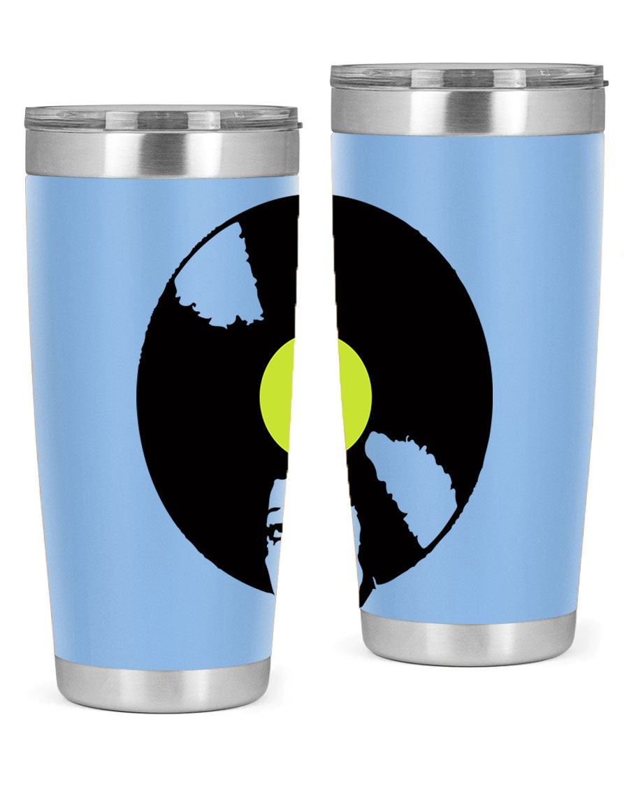 Afrovinyl 63# Tumbler in stainless steel with vibrant design, perfect for women and girls, showcasing its double wall vacuum insulation.