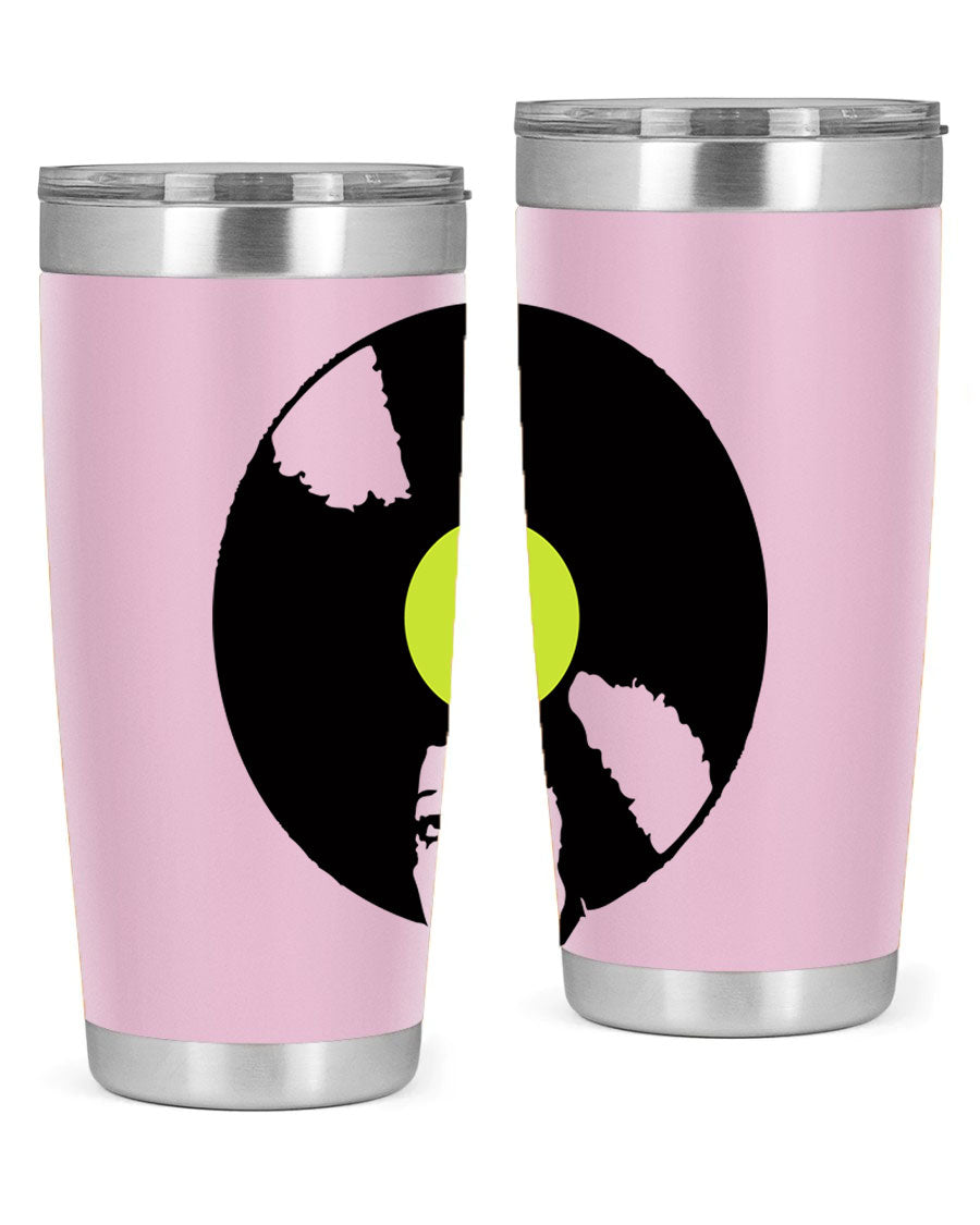 Afrovinyl 63# Tumbler in stainless steel with vibrant design, perfect for women and girls, showcasing its double wall vacuum insulation.