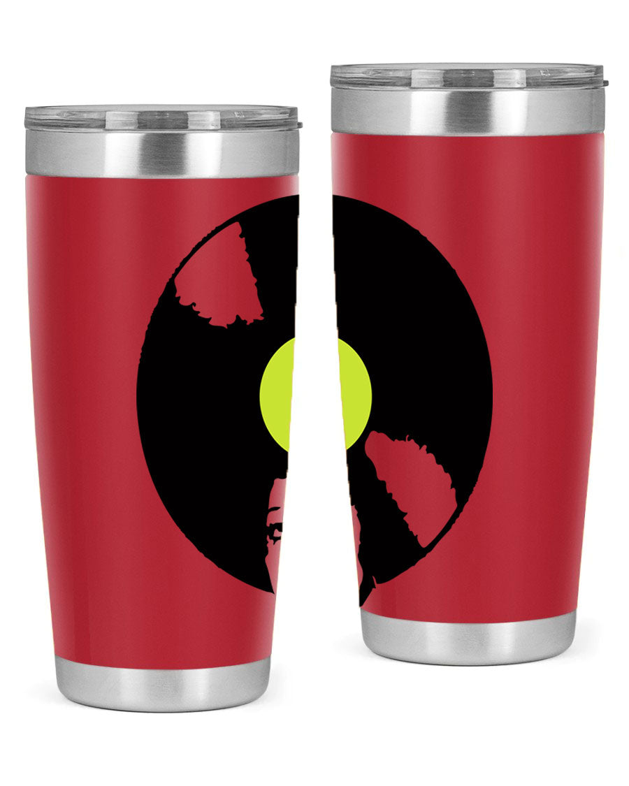 Afrovinyl 63# Tumbler in stainless steel with vibrant design, perfect for women and girls, showcasing its double wall vacuum insulation.