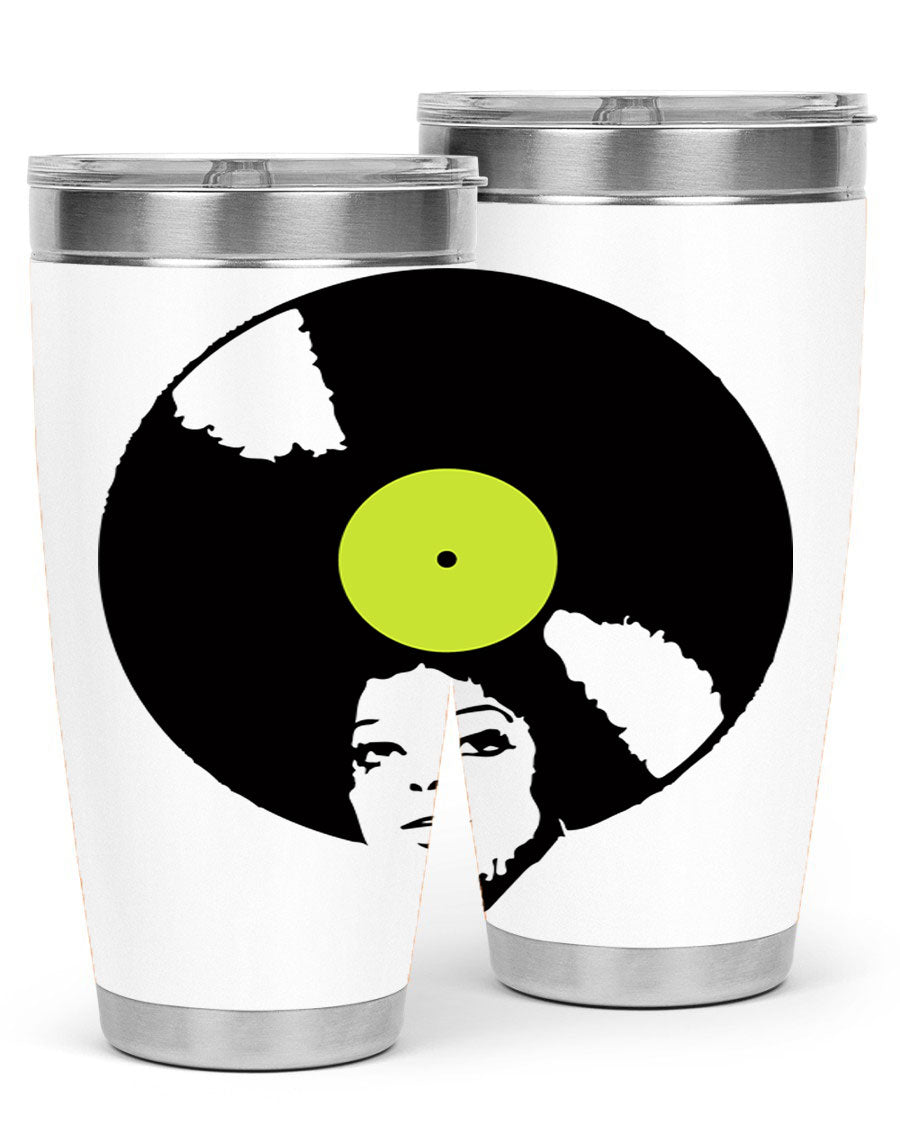 Afrovinyl 63# Tumbler in stainless steel with vibrant design, perfect for women and girls, showcasing its double wall vacuum insulation.