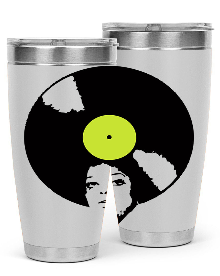 Afrovinyl 63# Tumbler in stainless steel with vibrant design, perfect for women and girls, showcasing its double wall vacuum insulation.