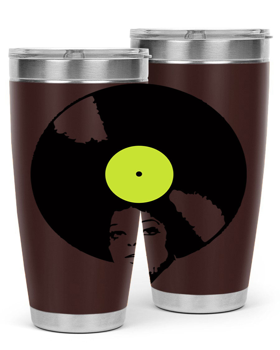 Afrovinyl 63# Tumbler in stainless steel with vibrant design, perfect for women and girls, showcasing its double wall vacuum insulation.