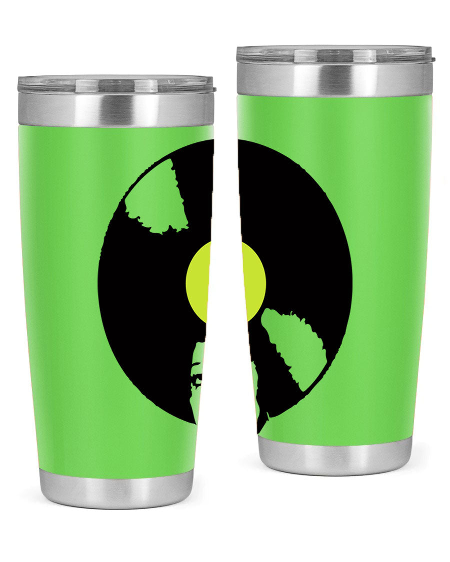 Afrovinyl 63# Tumbler in stainless steel with vibrant design, perfect for women and girls, showcasing its double wall vacuum insulation.