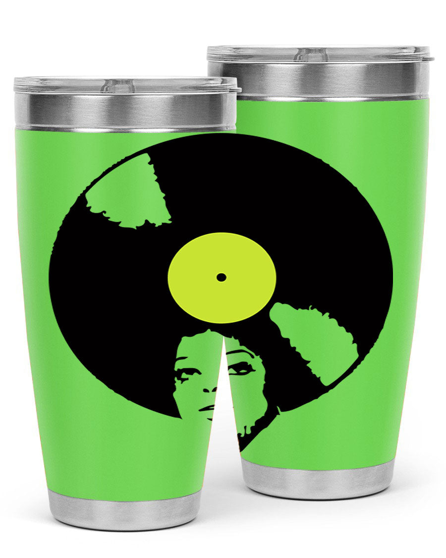 Afrovinyl 63# Tumbler in stainless steel with vibrant design, perfect for women and girls, showcasing its double wall vacuum insulation.