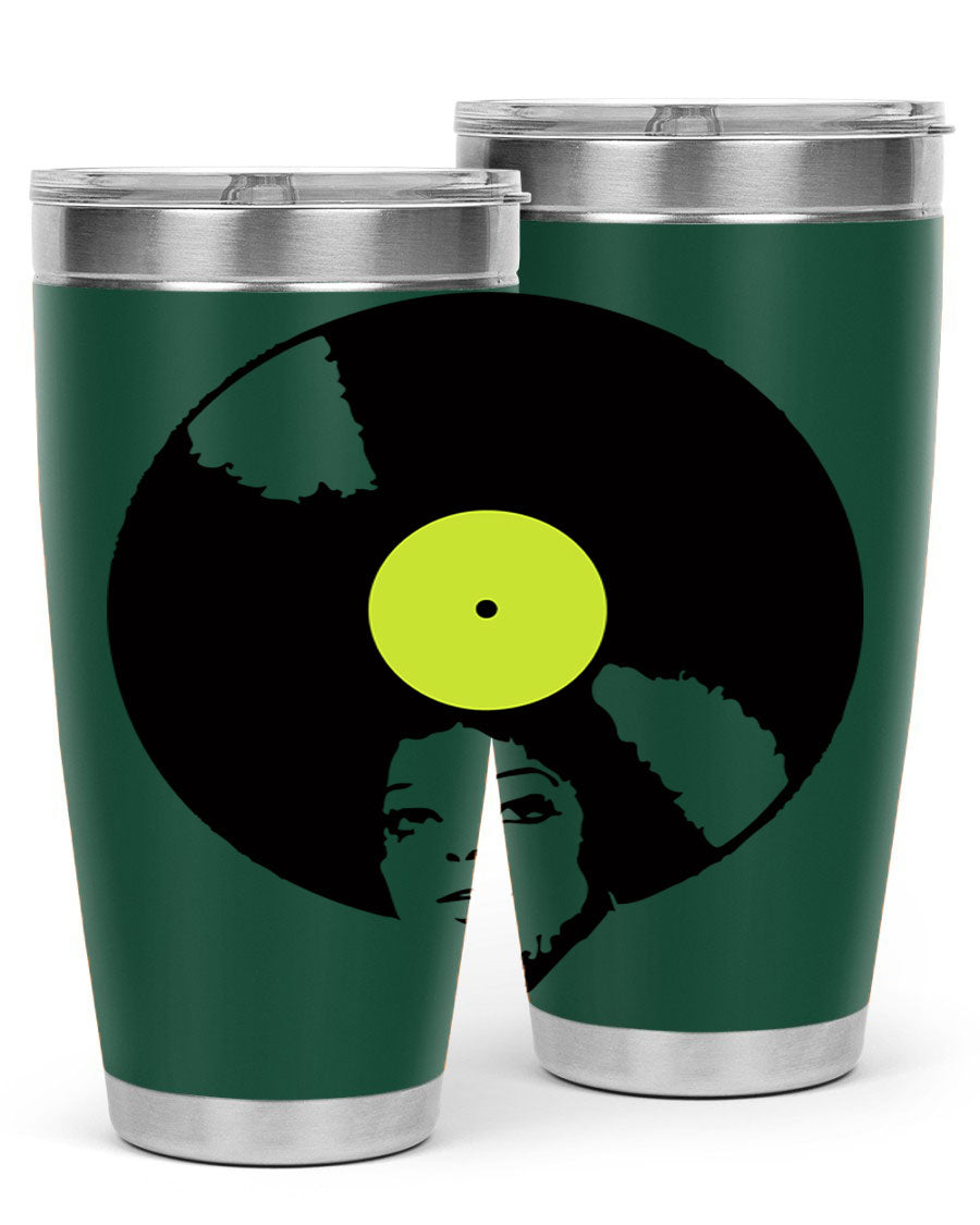 Afrovinyl 63# Tumbler in stainless steel with vibrant design, perfect for women and girls, showcasing its double wall vacuum insulation.