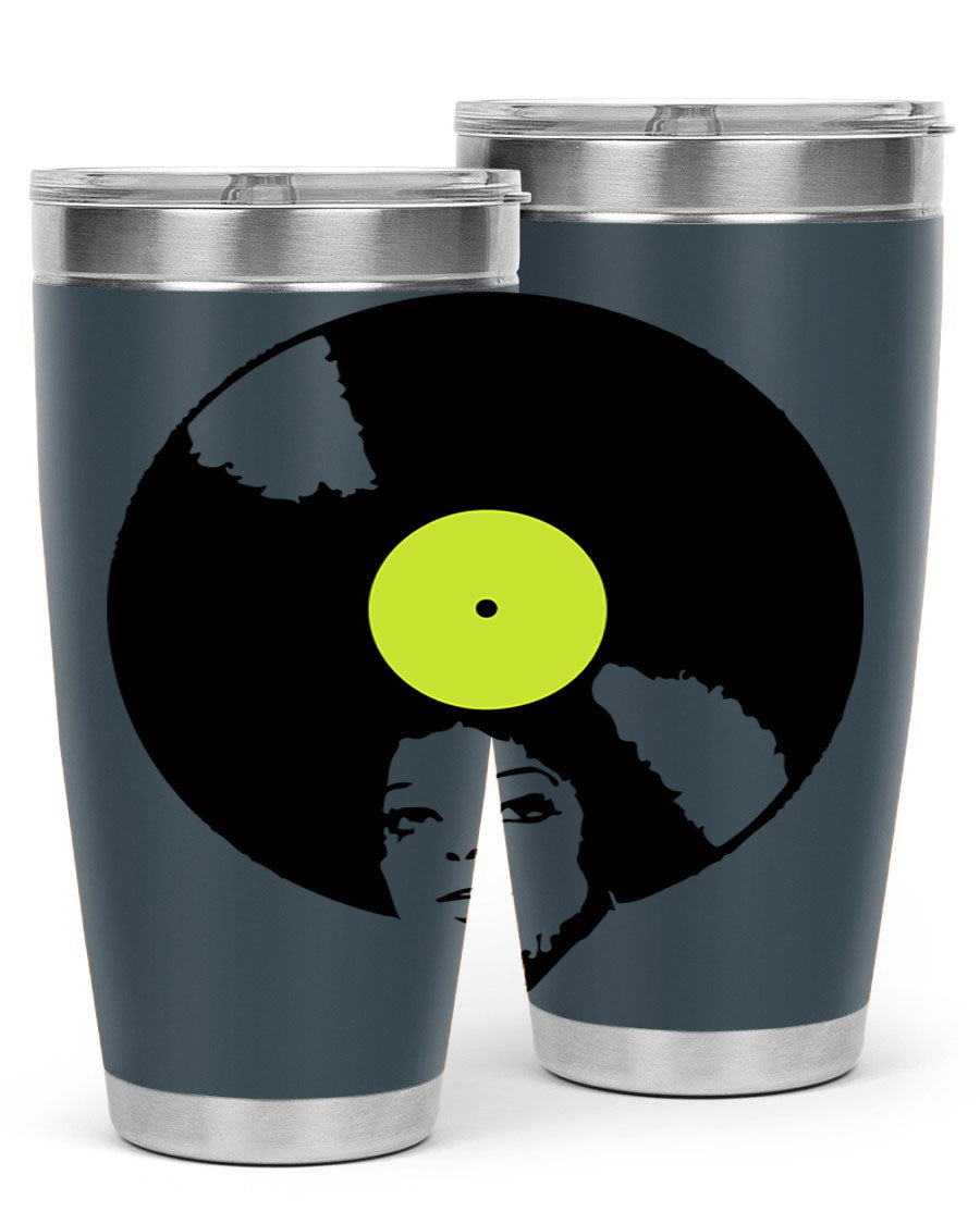 Afrovinyl 63# Tumbler in stainless steel with vibrant design, perfect for women and girls, showcasing its double wall vacuum insulation.