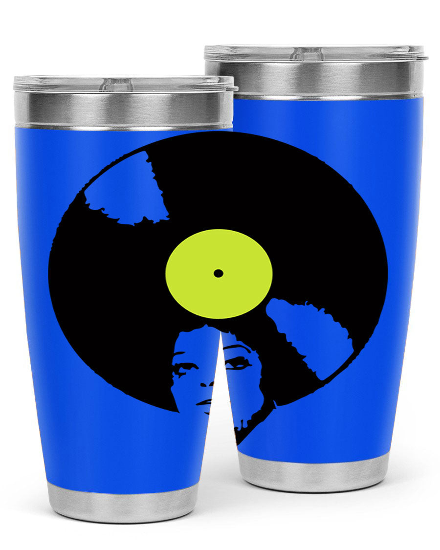 Afrovinyl 63# Tumbler in stainless steel with vibrant design, perfect for women and girls, showcasing its double wall vacuum insulation.