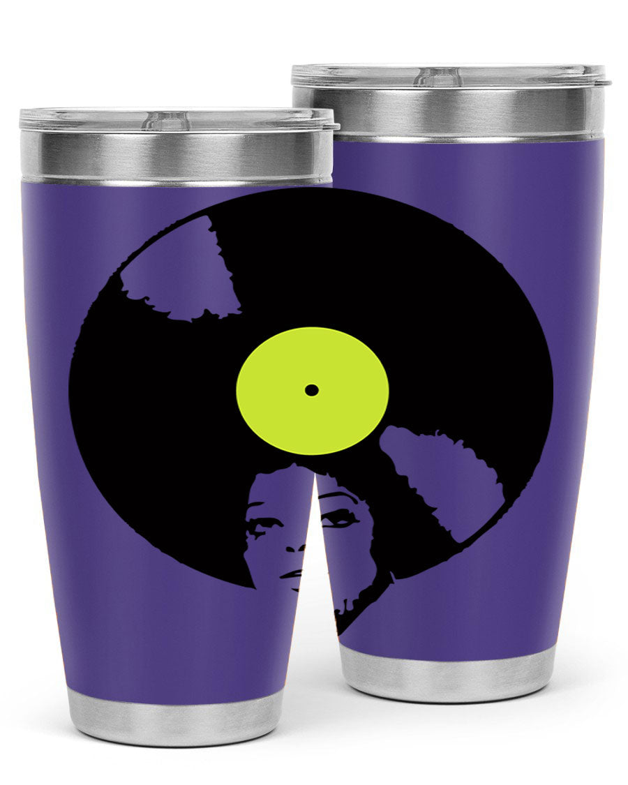 Afrovinyl 63# Tumbler in stainless steel with vibrant design, perfect for women and girls, showcasing its double wall vacuum insulation.