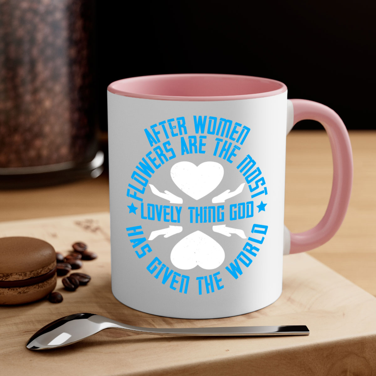 A stylish two-tone ceramic mug featuring a colored handle and interior, available in five vibrant colors, perfect for coffee and tea.