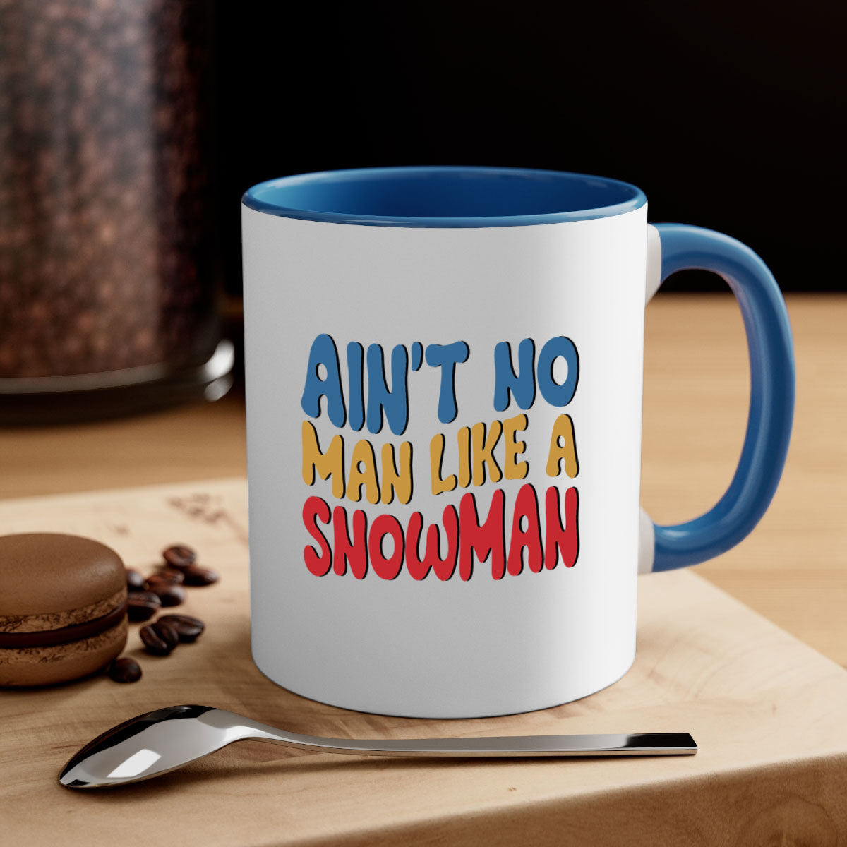 A stylish two-tone Aint No Man Like a 4# Mug with a colored handle and glossy finish, available in multiple colors.
