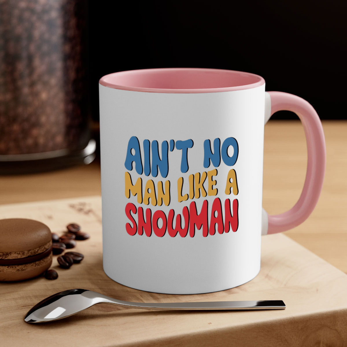 A stylish two-tone Aint No Man Like a 4# Mug with a colored handle and glossy finish, available in multiple colors.