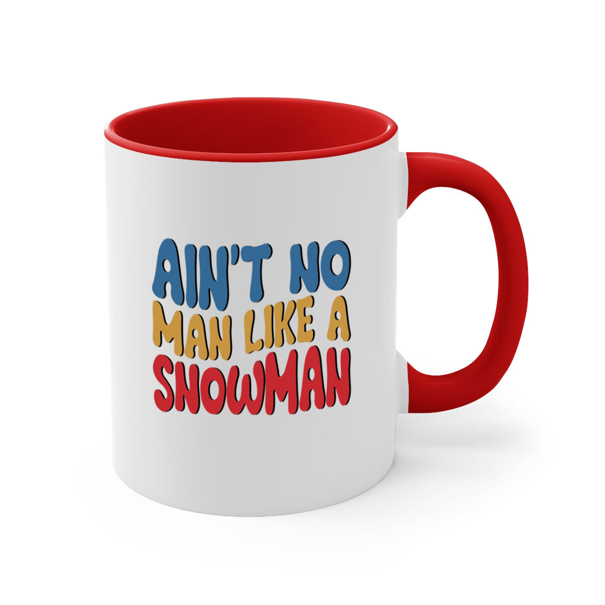 A stylish two-tone Aint No Man Like a 4# Mug with a colored handle and glossy finish, available in multiple colors.