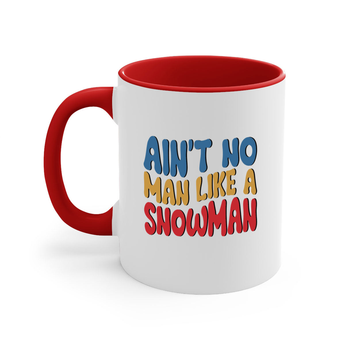 A stylish two-tone Aint No Man Like a 4# Mug with a colored handle and glossy finish, available in multiple colors.