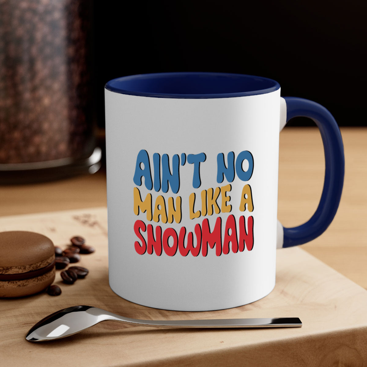 A stylish two-tone Aint No Man Like a 4# Mug with a colored handle and glossy finish, available in multiple colors.