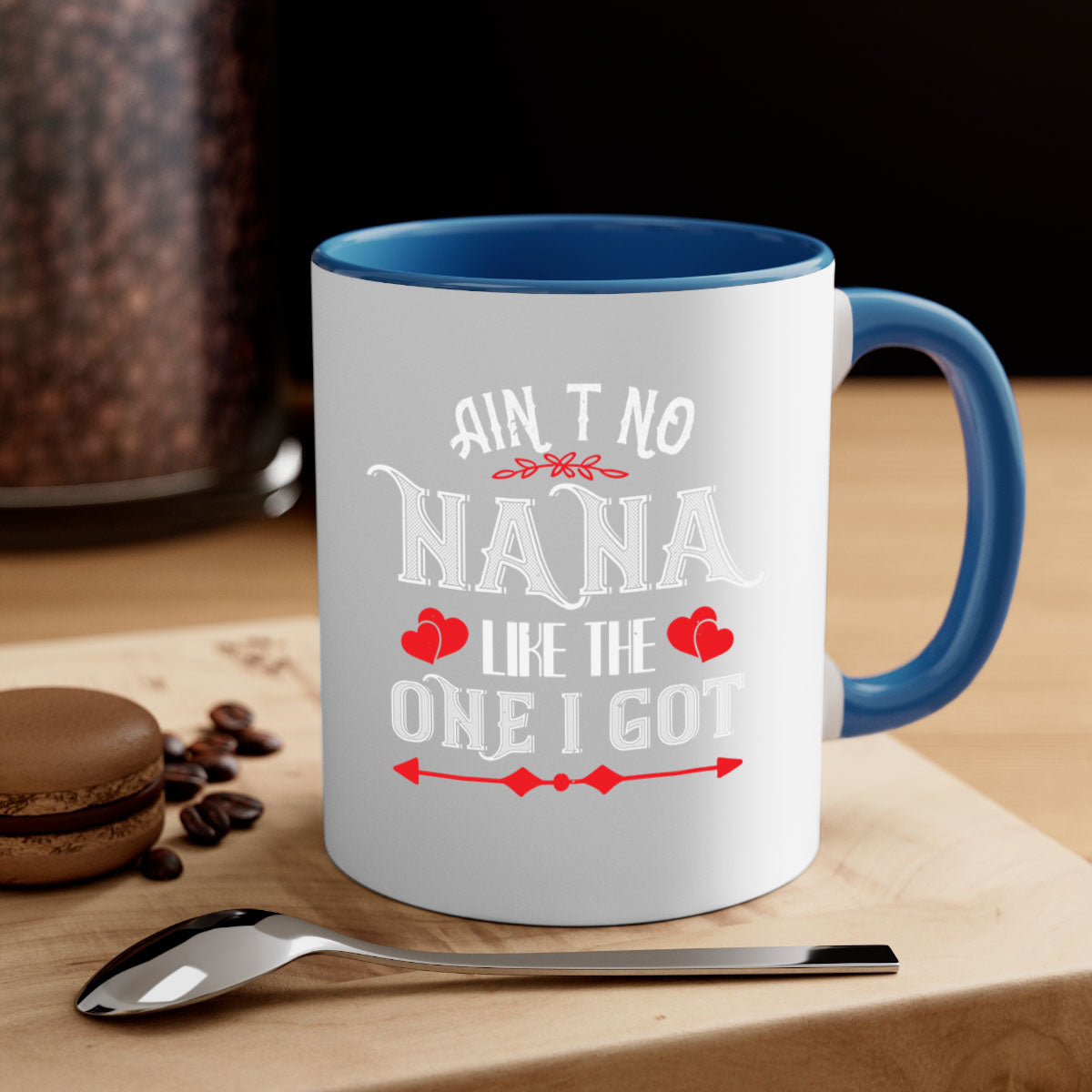 AIN’T NO NANA 38# Mug featuring a glossy finish, colored handle, and interior, available in multiple colors and sizes.