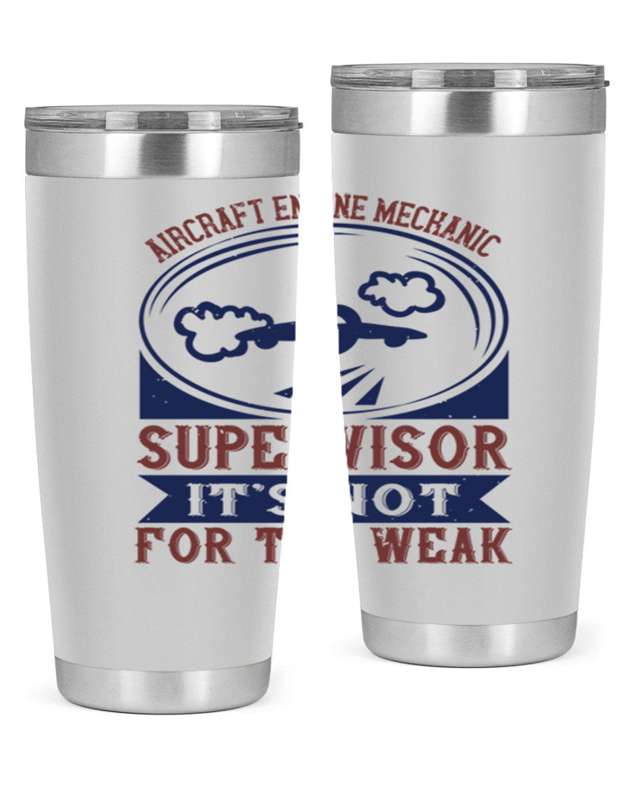 Aircraft Engine Mechanic Supervisor tumbler, double wall vacuum stainless steel with copper lining, featuring a drink-thru lid.