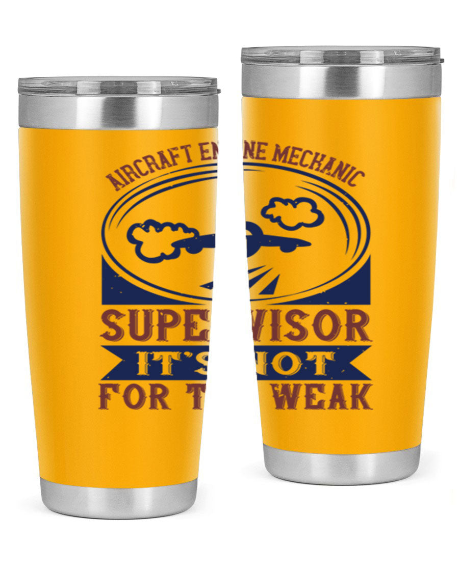 Aircraft Engine Mechanic Supervisor tumbler, double wall vacuum stainless steel with copper lining, featuring a drink-thru lid.