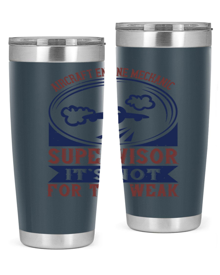Aircraft Engine Mechanic Supervisor tumbler, double wall vacuum stainless steel with copper lining, featuring a drink-thru lid.